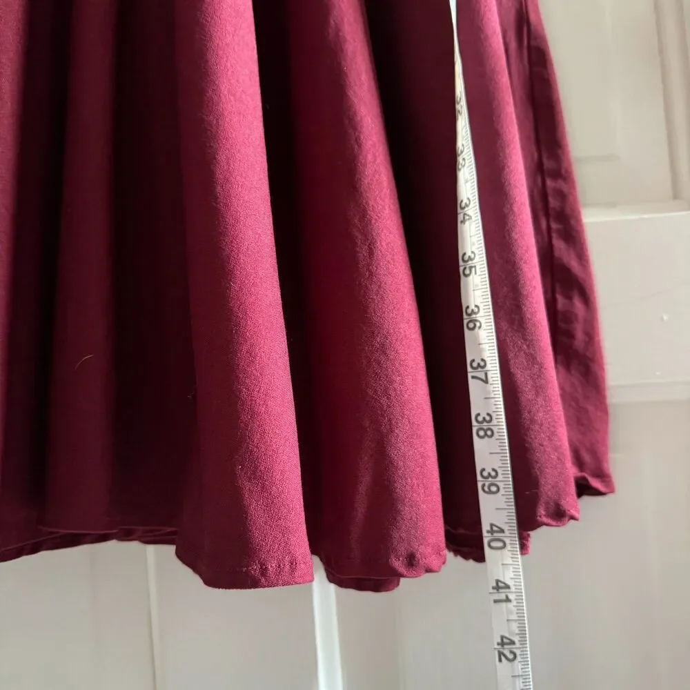 Unique Vintage Burgundy Delores Dress Fit & Flare Women’s 10 Retro Rockabilly - Picture 6 of 9
